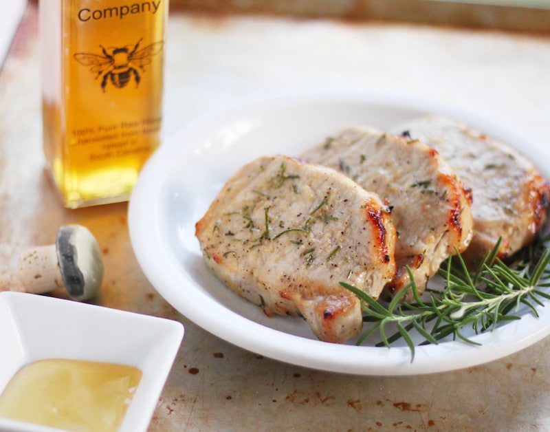 Broiled Pork Chops With Rosemary And Honey Basil And Bubbly