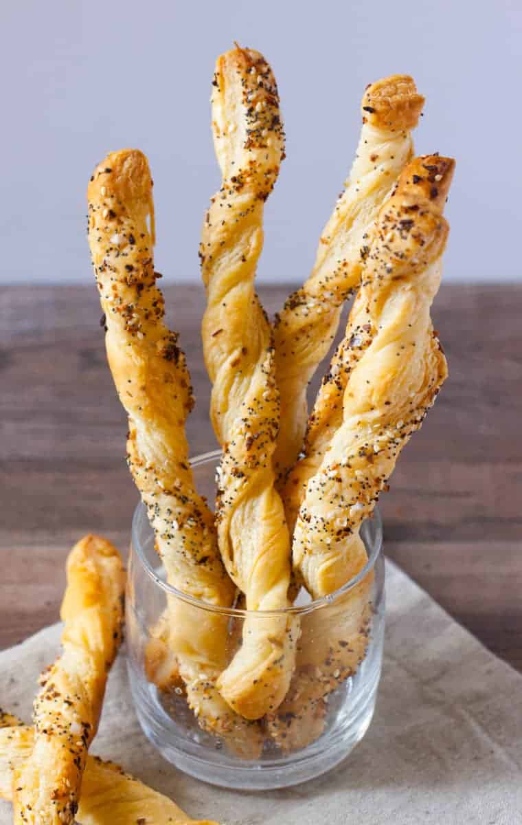 Everything Puff Pastry Breadsticks Basil And Bubbly