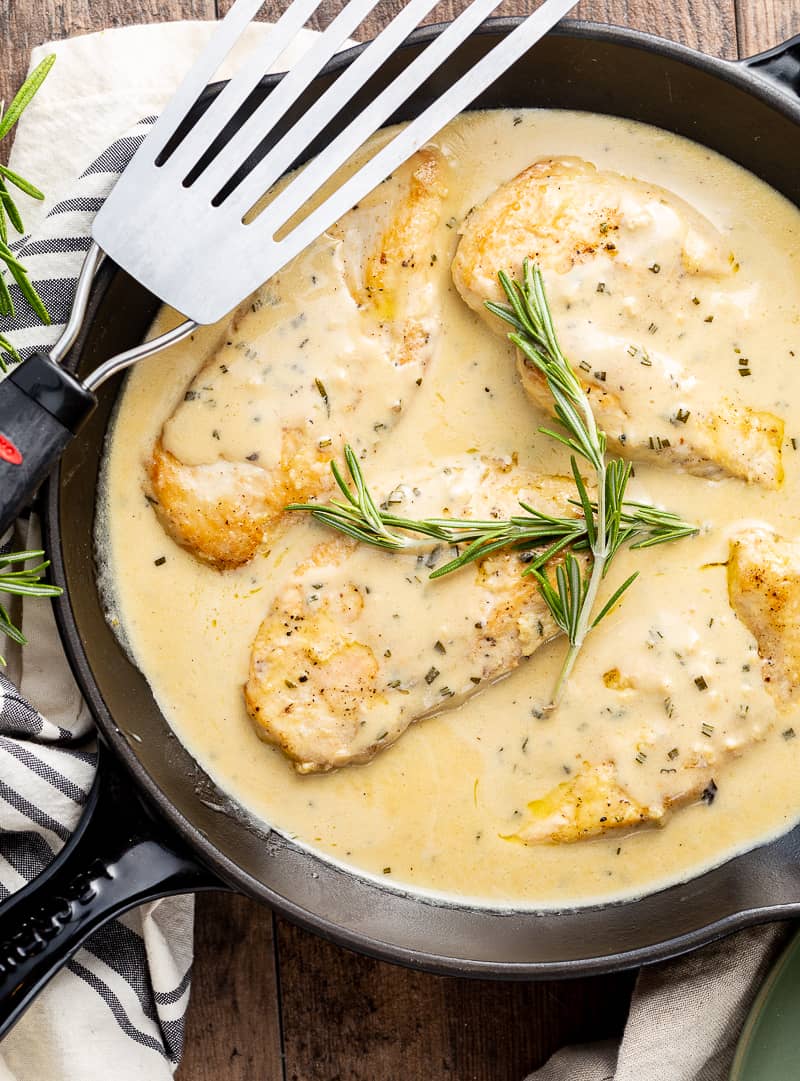 Chicken with Creamy Rosemary Sauce - Basil And Bubbly