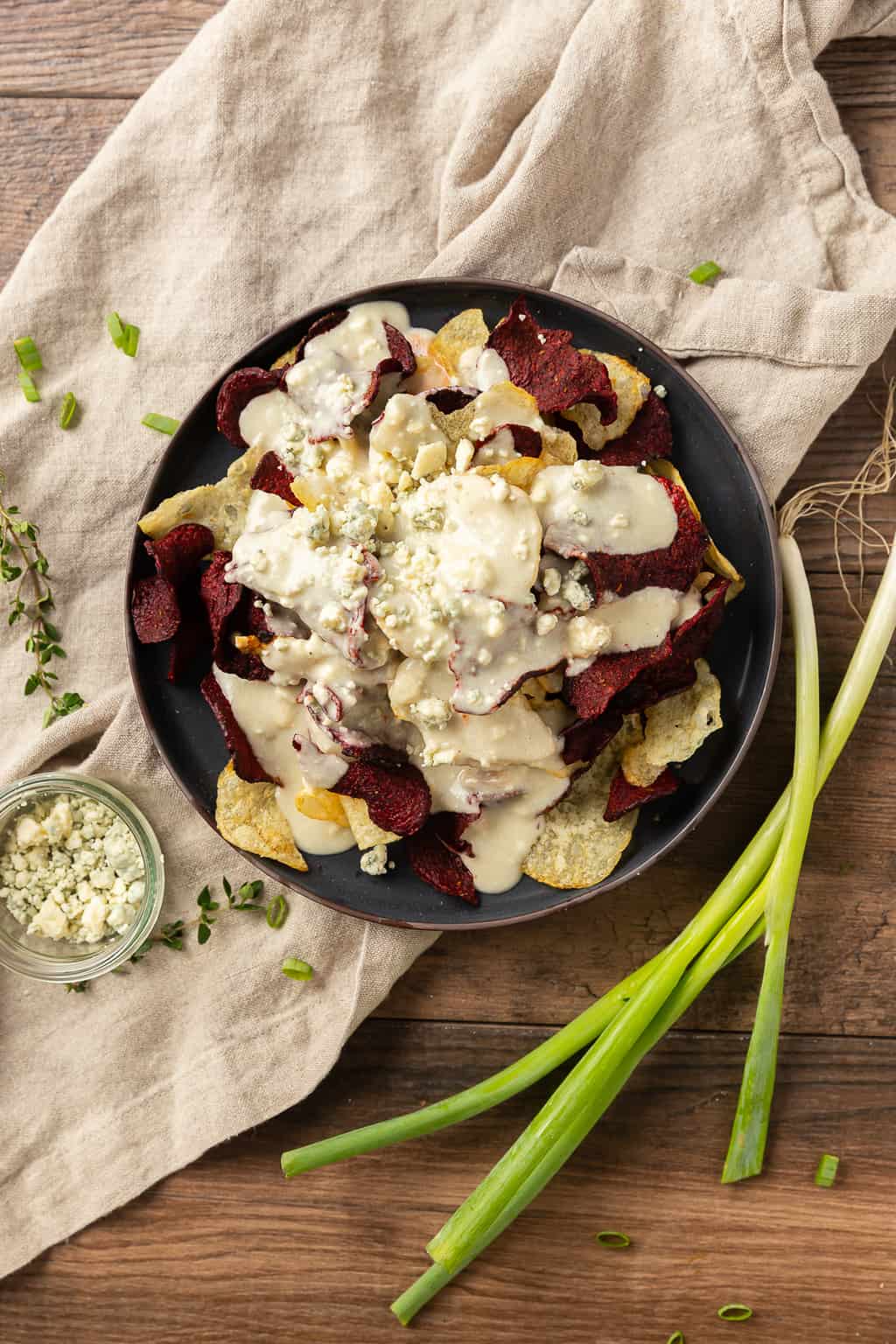 Red, White, and Blue Cheese Chips Basil And Bubbly