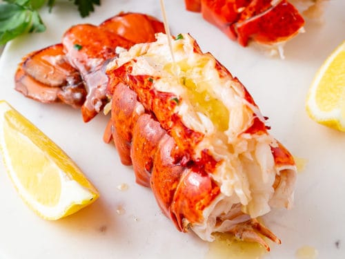 Boiled Lobster Tails with Garlic Lemon Butter - Basil And Bubbly
